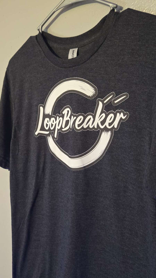 LoopBreaker Core Unisex Tee Drop the Mask Break the Loop 100% Soft Cotton Charcoal Gray Heat Transfer Print Shirt Top Fit Streetwear Tshirt Lightweight Menswear Casual Crewneck Shortsleeve
