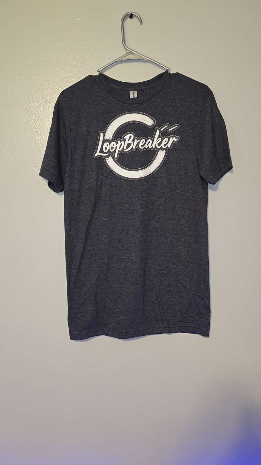 LoopBreaker Core Unisex Tee Drop the Mask Break the Loop 100% Soft Cotton Charcoal Gray Heat Transfer Print Shirt Top Fit Streetwear Tshirt Lightweight Menswear Casual Crewneck Shortsleeve