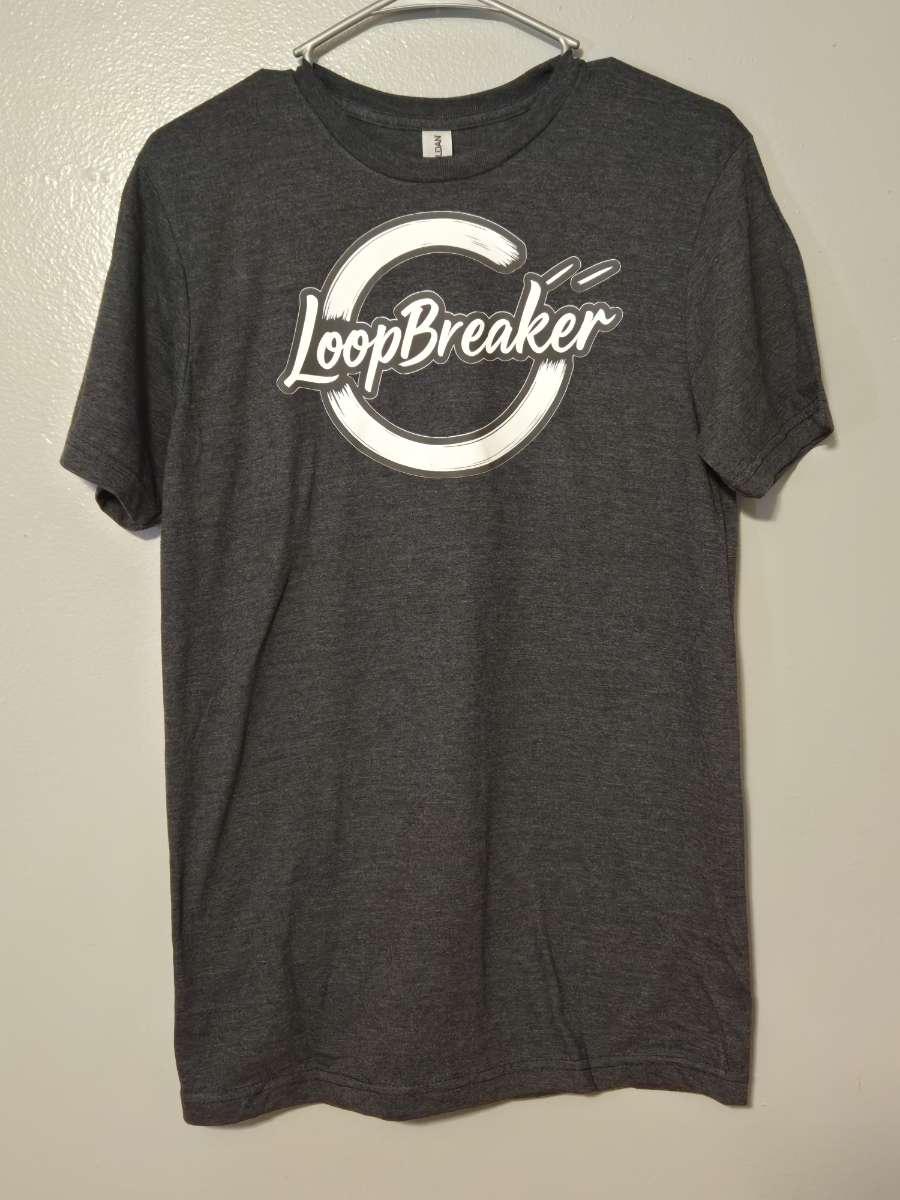 LoopBreaker Core Unisex Tee Drop the Mask Break the Loop 100% Soft Cotton Charcoal Gray Heat Transfer Print Shirt Top Fit Streetwear Tshirt Lightweight Menswear Casual Crewneck Shortsleeve