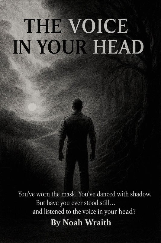 Book cover of 'The Voice in Your Head' with a silhouette of a person facing a dark landscape.